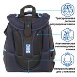 Ранец BRAUBERG PREMIUM, 2 отделения, с брелком, "Cyborg", 3D панель, 38х29х16 см, 229910
