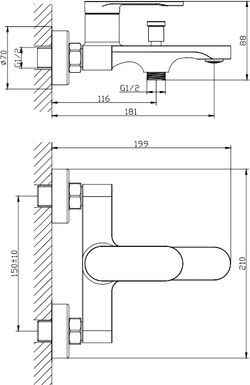 Смеситель для ванны с душем STWORKI Ноттвиль S34100CR хром