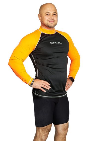 Рашгард Seac T-Sun long man черно-оранжевый
