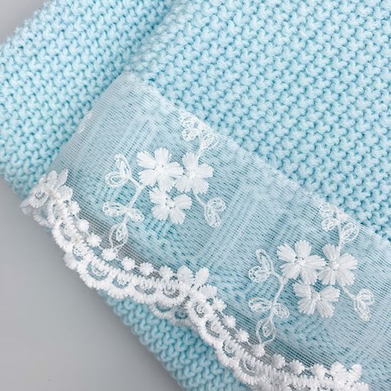 Плед Simple с кружевом мятный