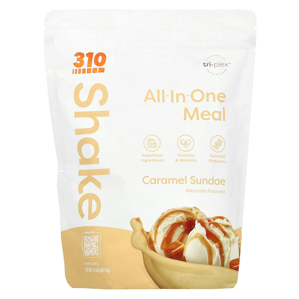 310 Nutrition, All-In-One Meal Shake, мороженое с карамелью, 407,4 г (14,4 унции)