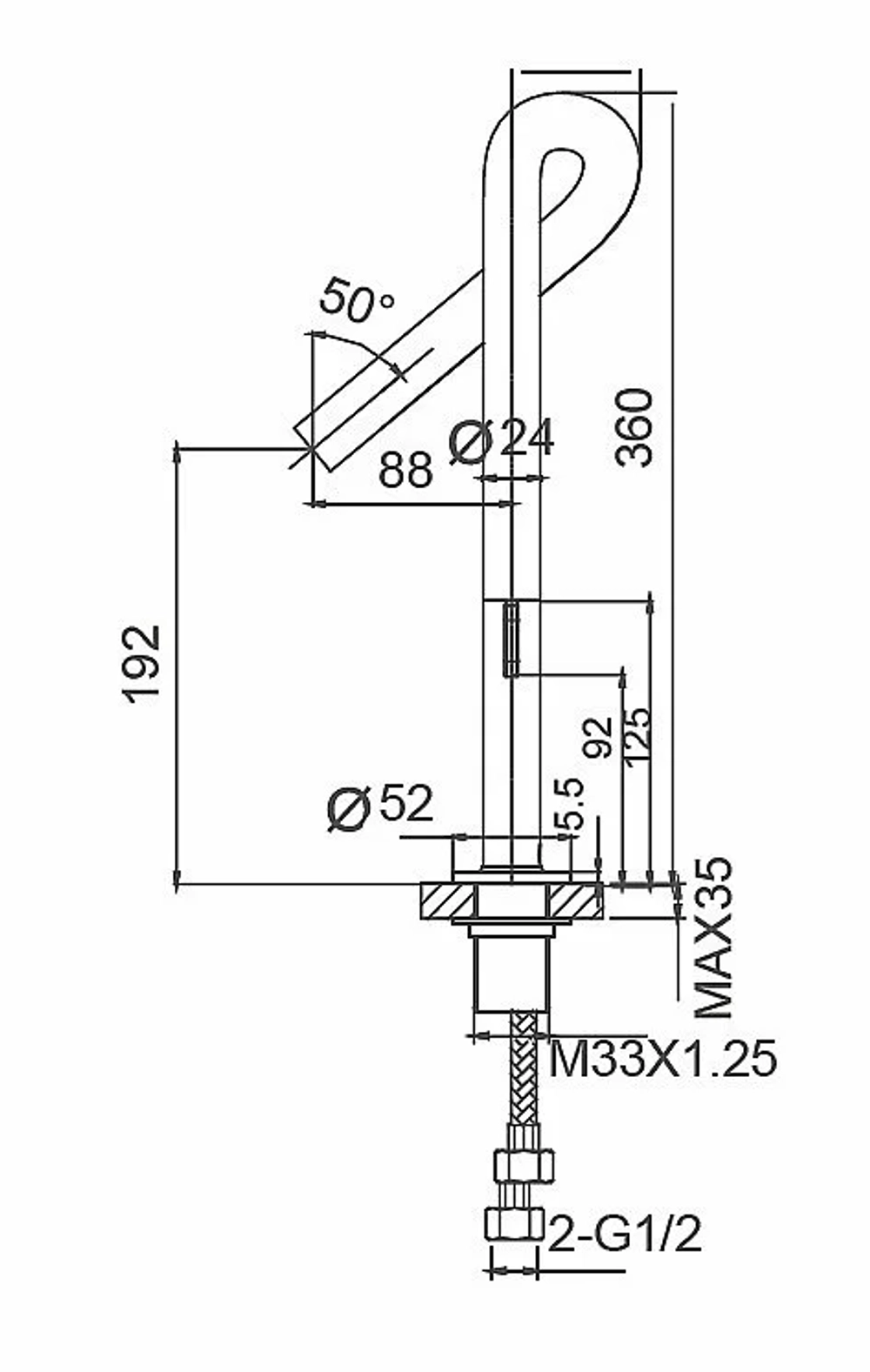 Смеситель для раковины WONZON & WOGHAND LOOP WW-112-00-508 черный матовый