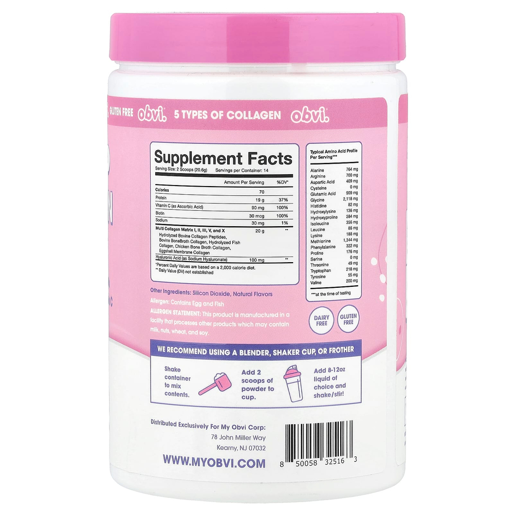 Obvi, Пептиды коллагена, без добавок, 288,4 г (10,17 унции)