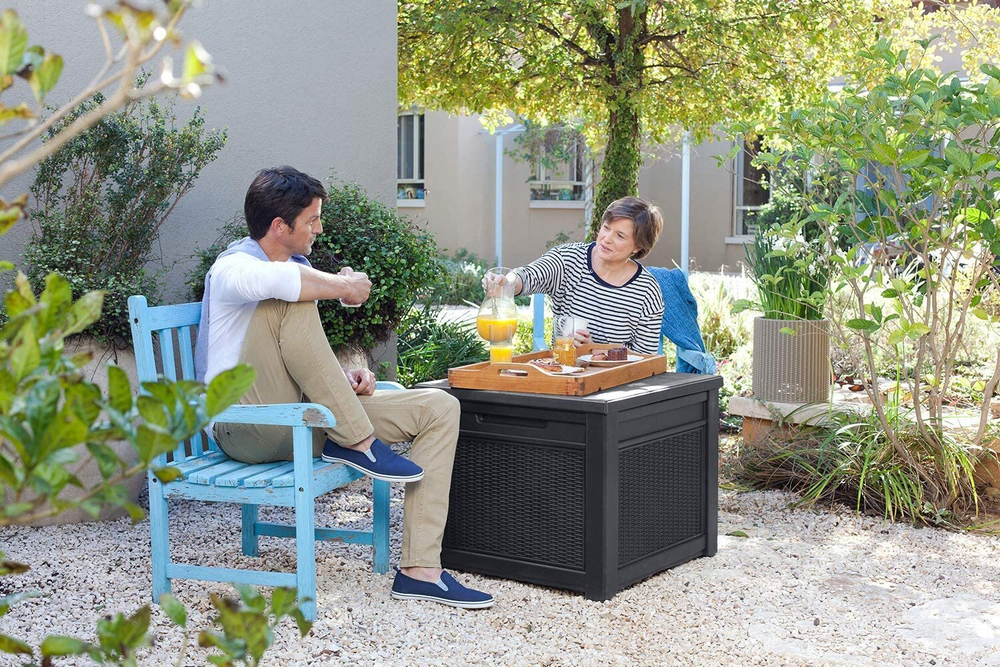 Пластиковый сундук Keter Cube Rattan 208 л graphite