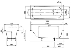 Ванна стальная Kaldewei Eurowa 150х70 модель 310