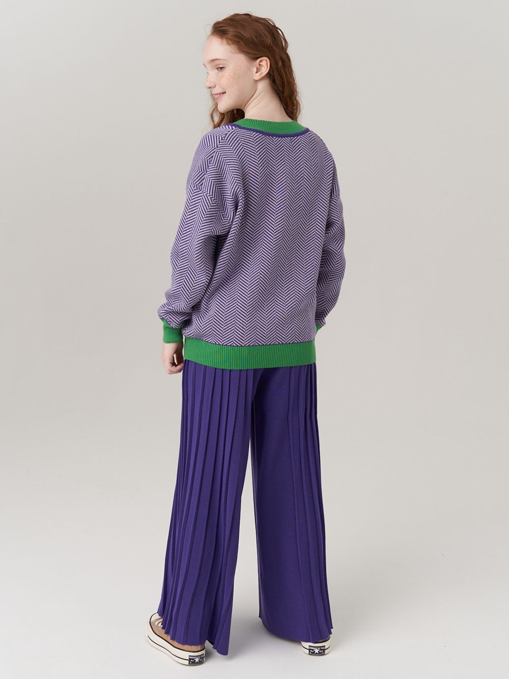 Школьные широкие брюки для девочки AT726-2 сиреневый