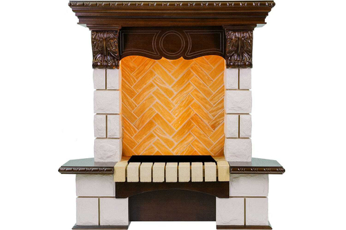 Каминокомплект Pierre Luxe угловой - Темный дуб / Шампань (Высота 975мм) с очагом Cassette 400 LNH-INT PS (без дров)