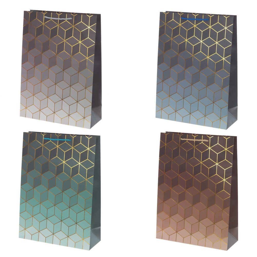 GAEM Пакет подарочный (бумага 210г/м2, блок микс 12шт), L30 W12 H41,5 см, 4в.