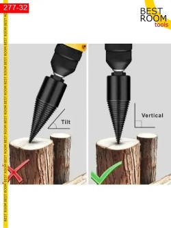 Сверло для колки дров на перфоратор, дрель, диаметр 32мм,Квадратный, Круглый и Шестигранный Хвостовик