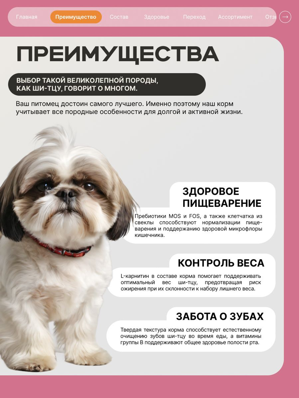 Корм сухой для взрослых собак породы Ши-тцу, с индейкой, 2,5 кг, QUATTRO