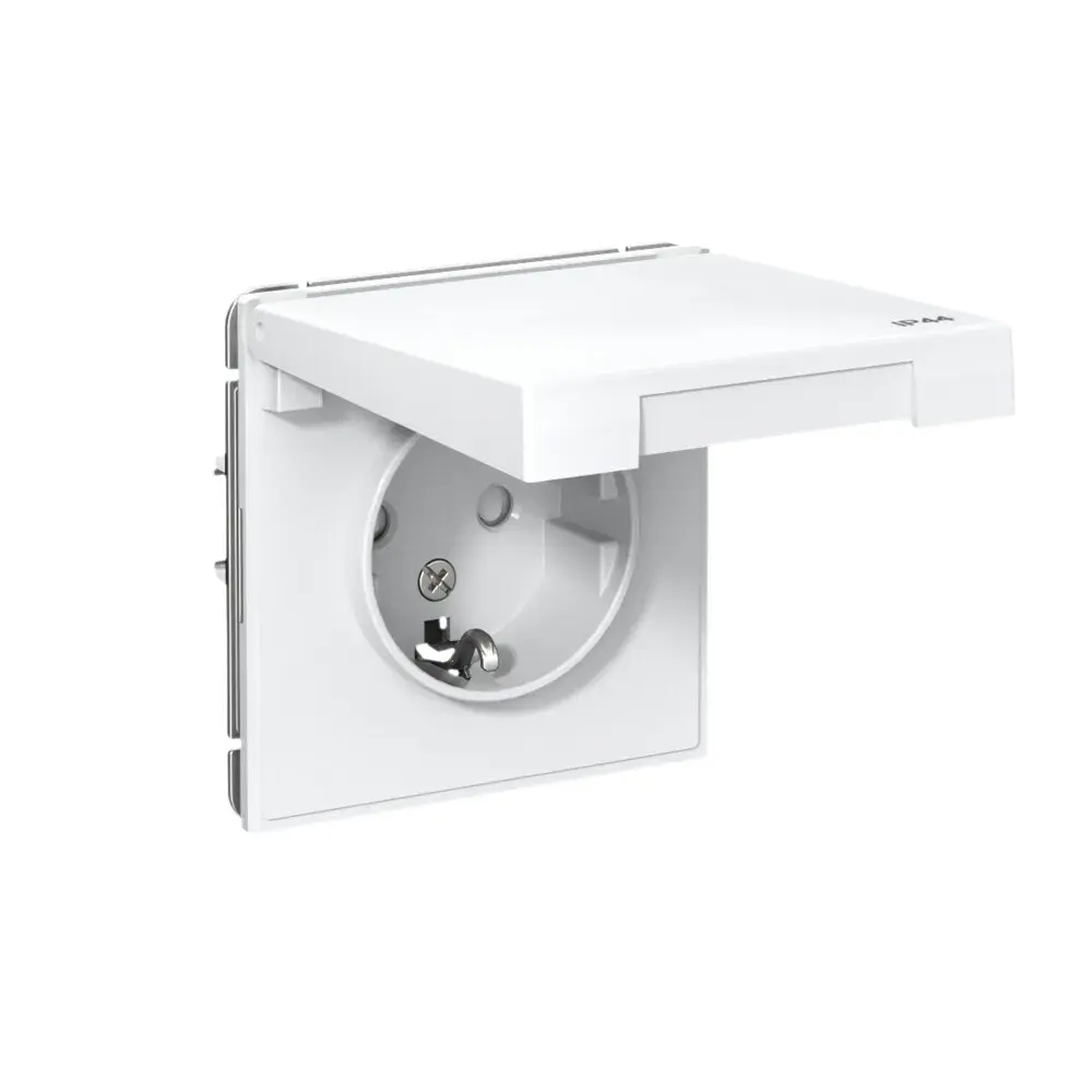 ARTGALLERY РОЗЕТКА с заземл. со шт. с крышк, 16А, IP44, механизм, БЕЛЫЙ
