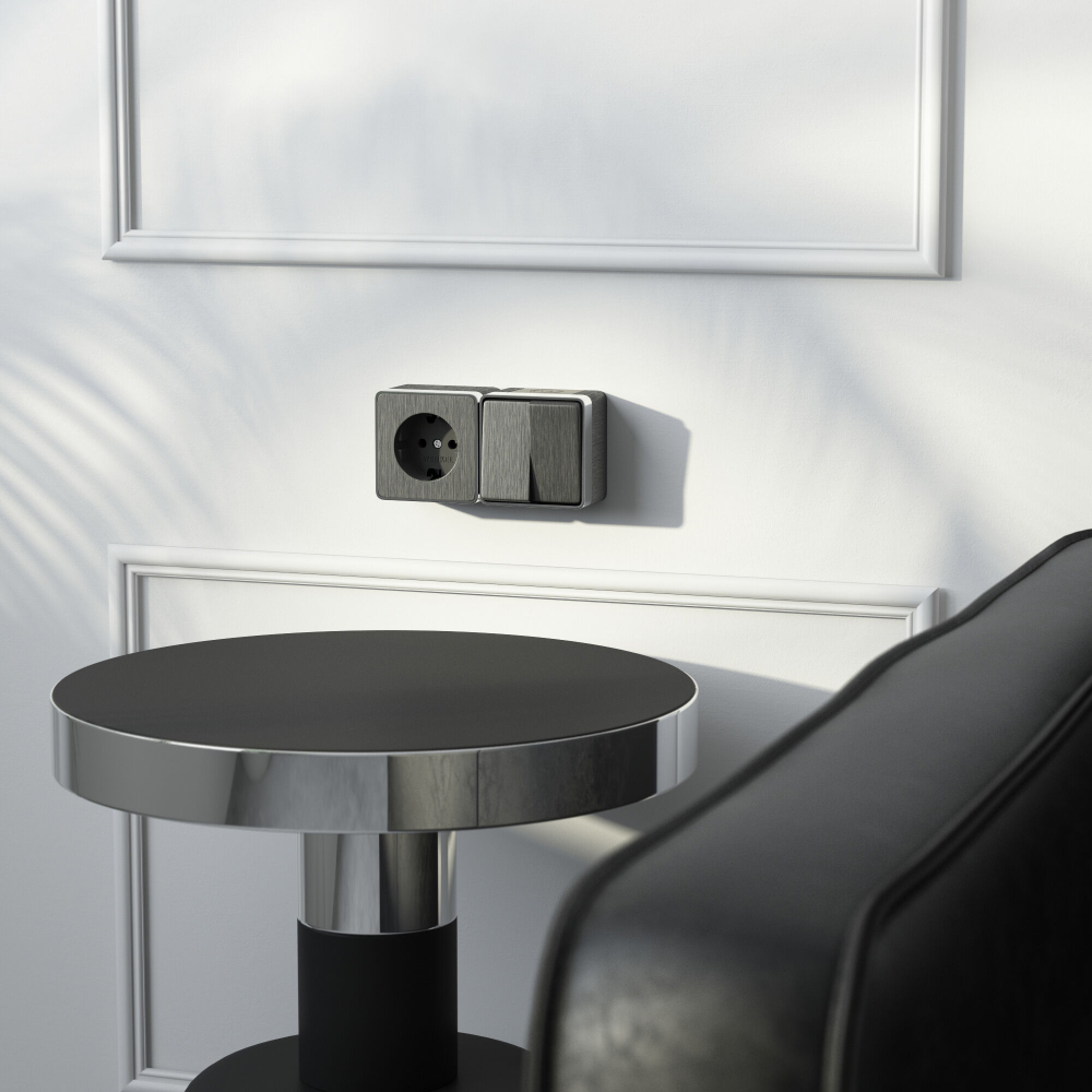 Розетка с заземлением Gallant графит рифленый W5071004