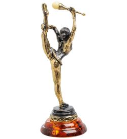 AM-1404 Фигурка «Гимнастка с булавой» (латунь, янтарь)