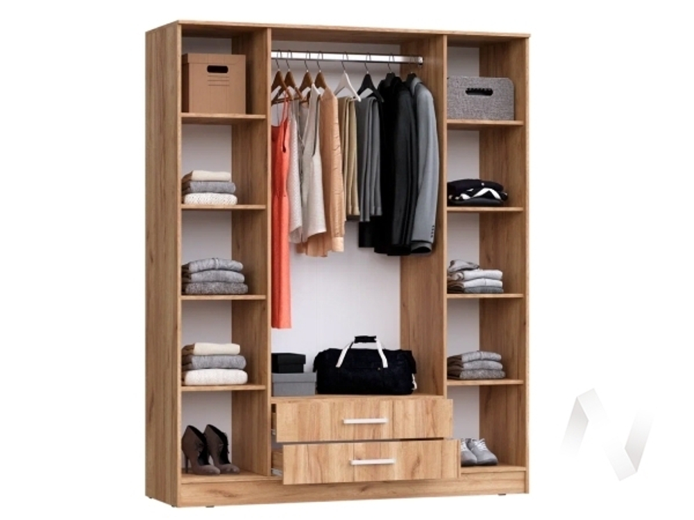 Шкаф для одежды 4-дверный Спальня Мартина (дуб крафт/графит)