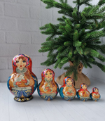 Матрешка с заинькой 15см 5мест пузатая