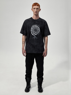 Футболка с принтом "Некому березу заломати". Черно-серая