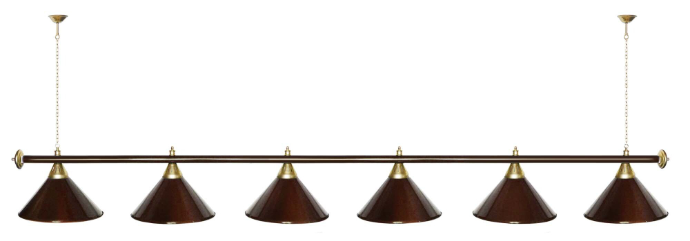 Лампа STARTBILLIARDS 6 пл. (плафоны золотые,штанга золотая,фурнитура золото)