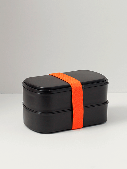 Ланч-бокс с приборами food time, 1 л, черный