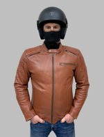 Мотокуртка кожаная классическая BERG Classic Biker Jacket BROWN 52