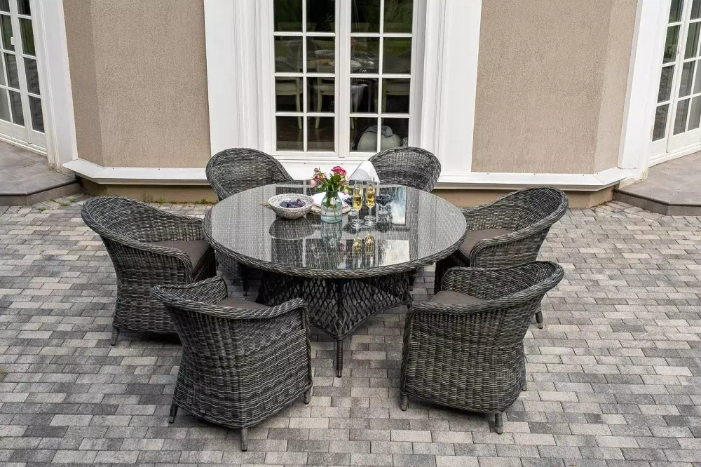 "Эспрессо–150 R" обеденная группа плетеная, цвет графит