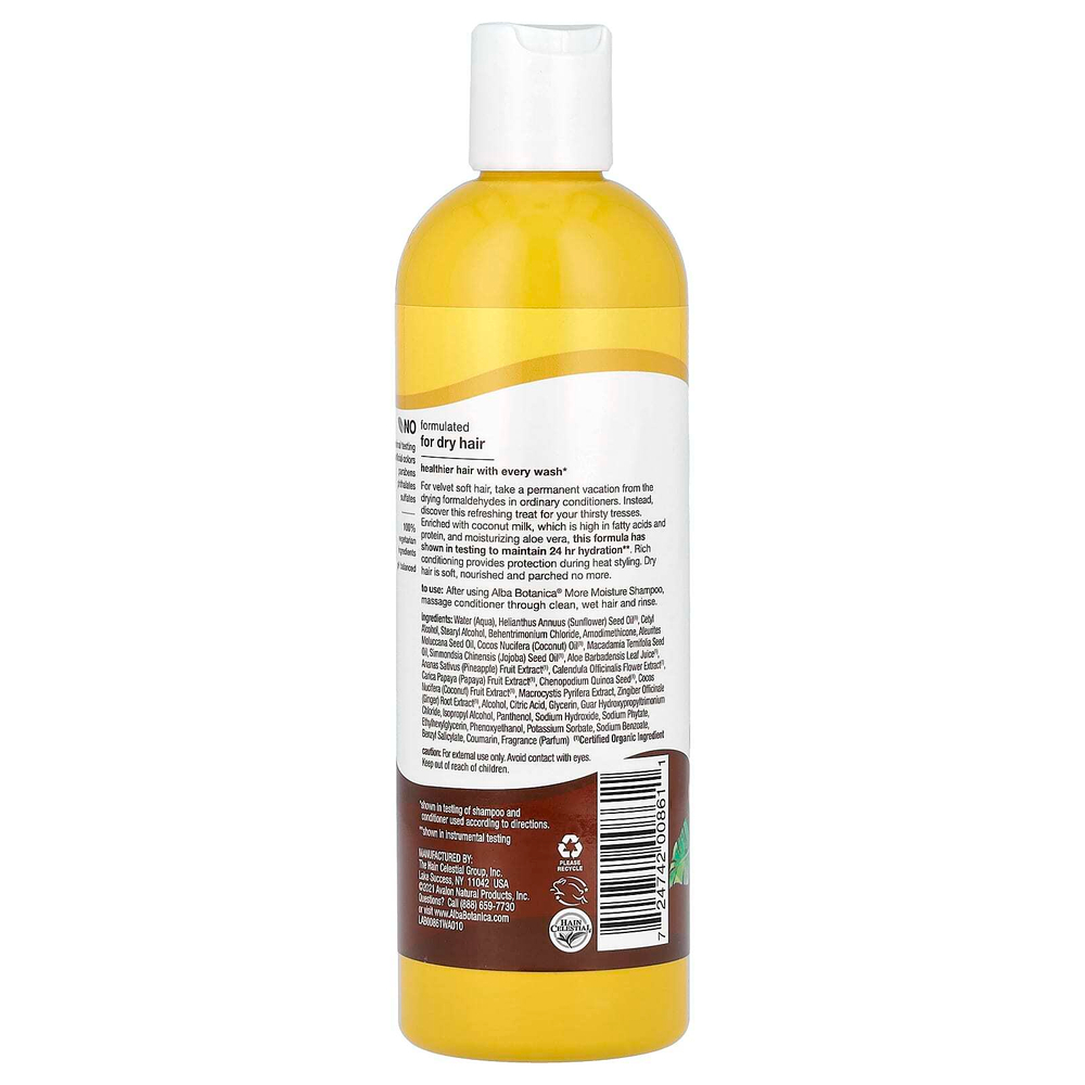Alba Botanica, кондиционер для сухих волос, глубокое увлажнение, с кокосовым молоком, 340 г (12 унций)