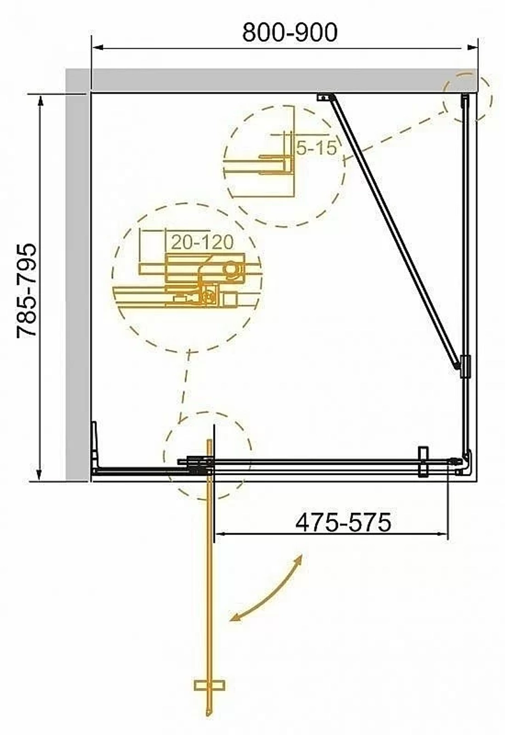 Душевой уголок Cezares Slider 80х80 SLIDER-AH-1-90-70/80-C-NERO стекло прозрачное/профиль черный матовый
