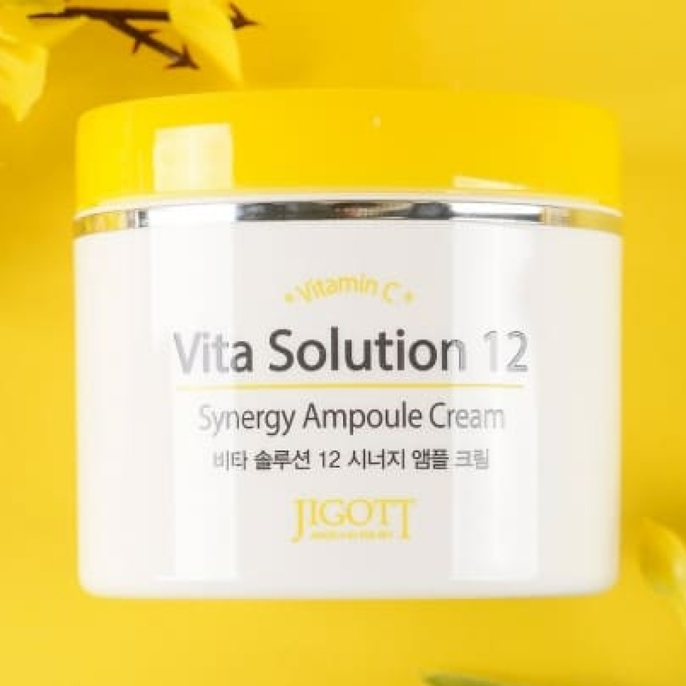 Jigott Ампульный крем для отбеливания и разглаживания морщин / Vita Solution 12 Synergy Ampoule Cream, 100 мл