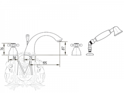 Смеситель на борт ванны 4отв.   Migliore Lady ML.LAD-981  схема
