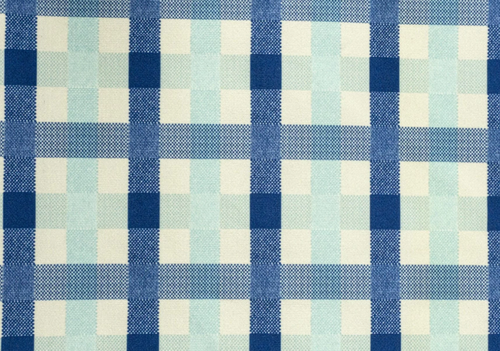 CLASSIC CHECK 6 мебельный велюр, рисунок клетка, белый синий, 1,4 м
