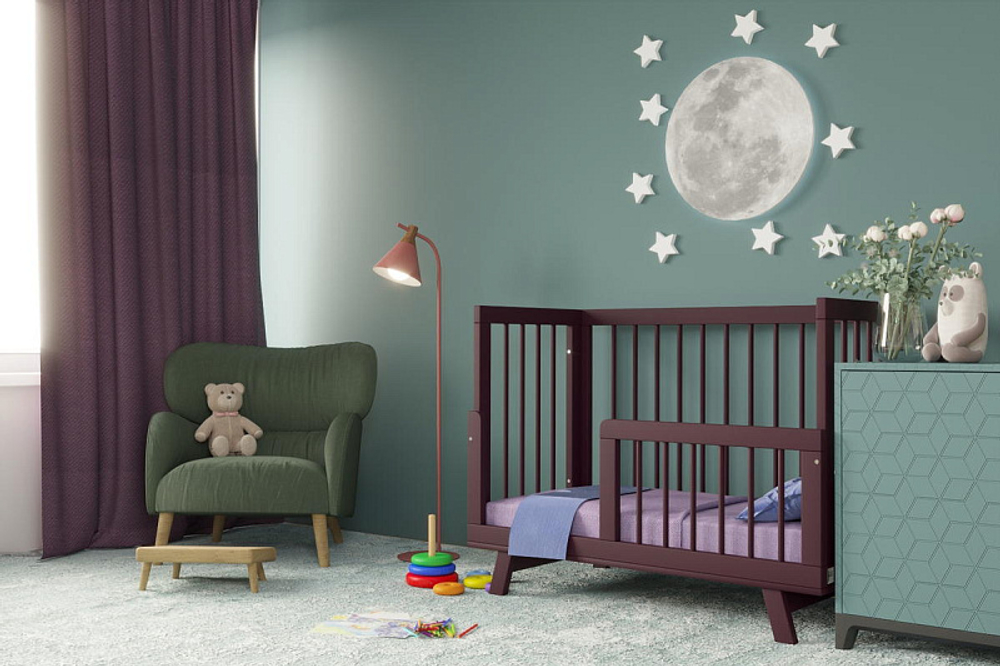 Кроватка детская Lillaland Lilla Aria с маятником Italian Plum