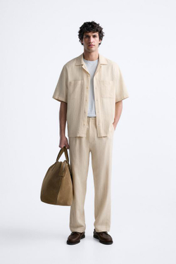 ZARA РУБАШКА В ПОЛОСКУ, ЭКРЮ