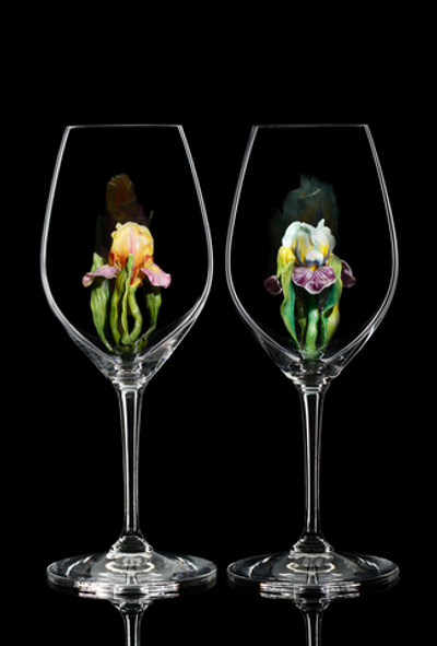 Подарочный набор из двух бокалов для шампанского Ридель. "Изысканные Ирисы".