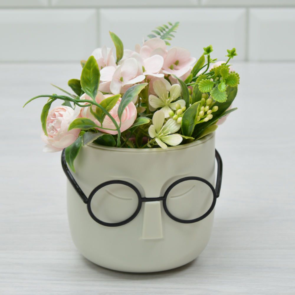 Кашпо Стив 0,65л 11,5см со вставкой (белый ротанг)