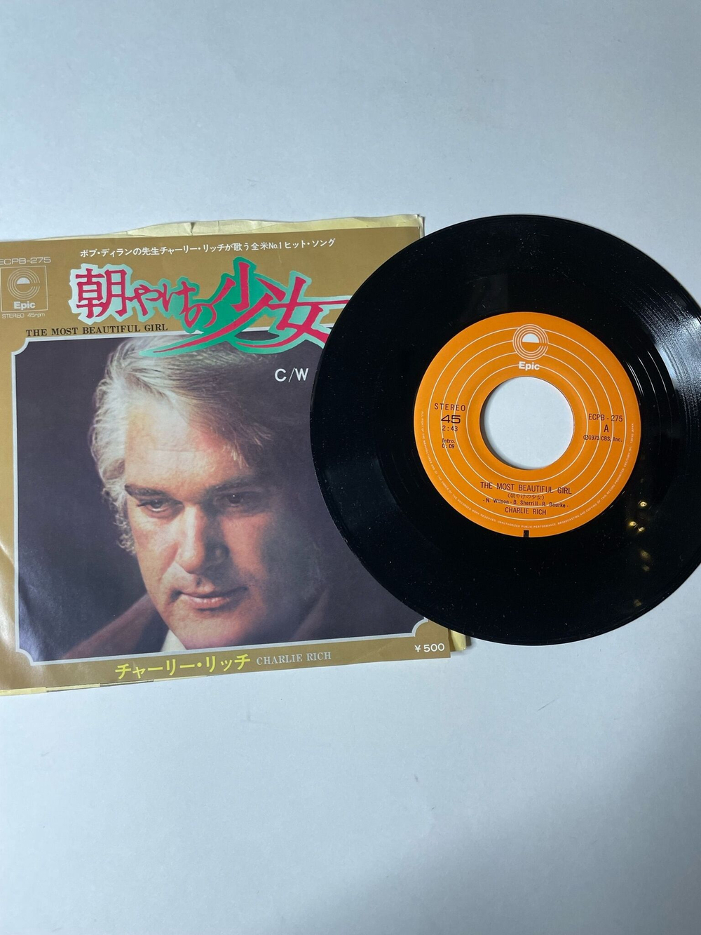 Винтажная виниловая пластинка LP Charlie Rich The Most Beautiful Girl (Japan 1973) 7 дюймов