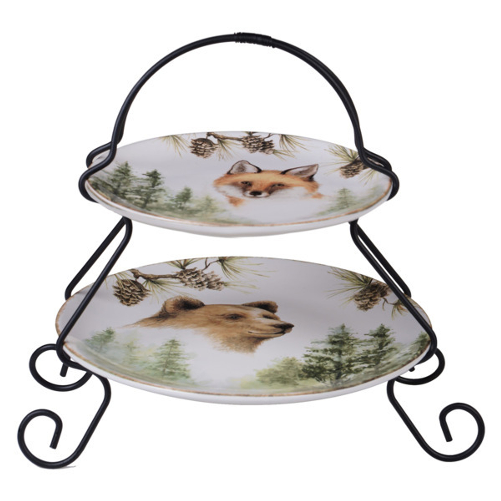 Блюдо двухъярусное Certified Int.  Заповедный лес 18см, 23см