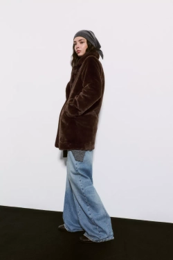 PULL&BEAR Шуба из искусственного меха, коричневый