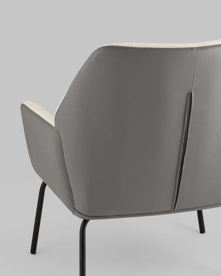 Кресло Харви бежевый с серой экокожей