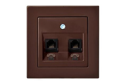 Розетка Телефонная Двойная (2хRJ11) Коричневая LIREGUS EPSILON