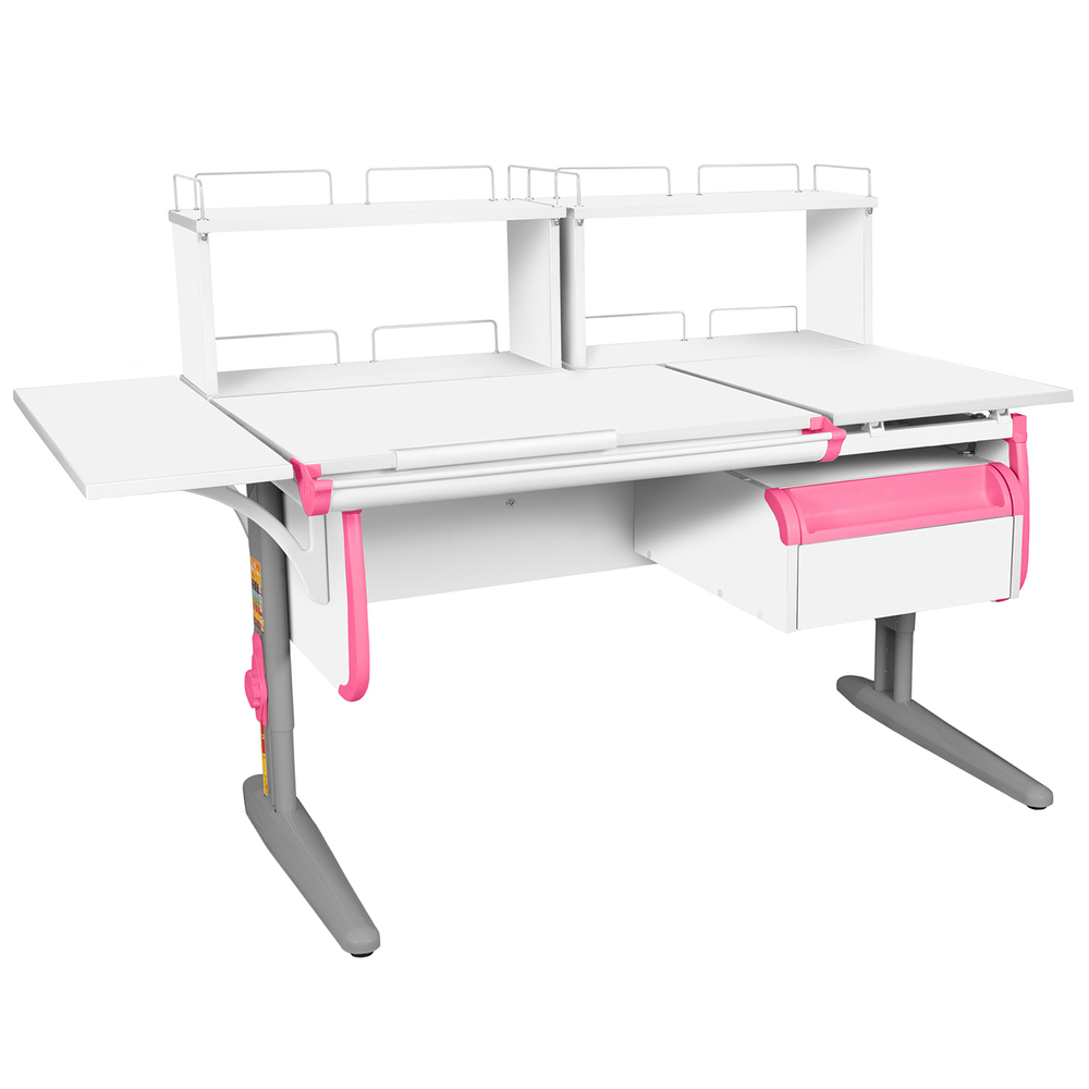 Растущая парта с навесной тумбой, задними и боковой полками Дэми СУТ 25-05-Б1Д2 (1500×880 мм)