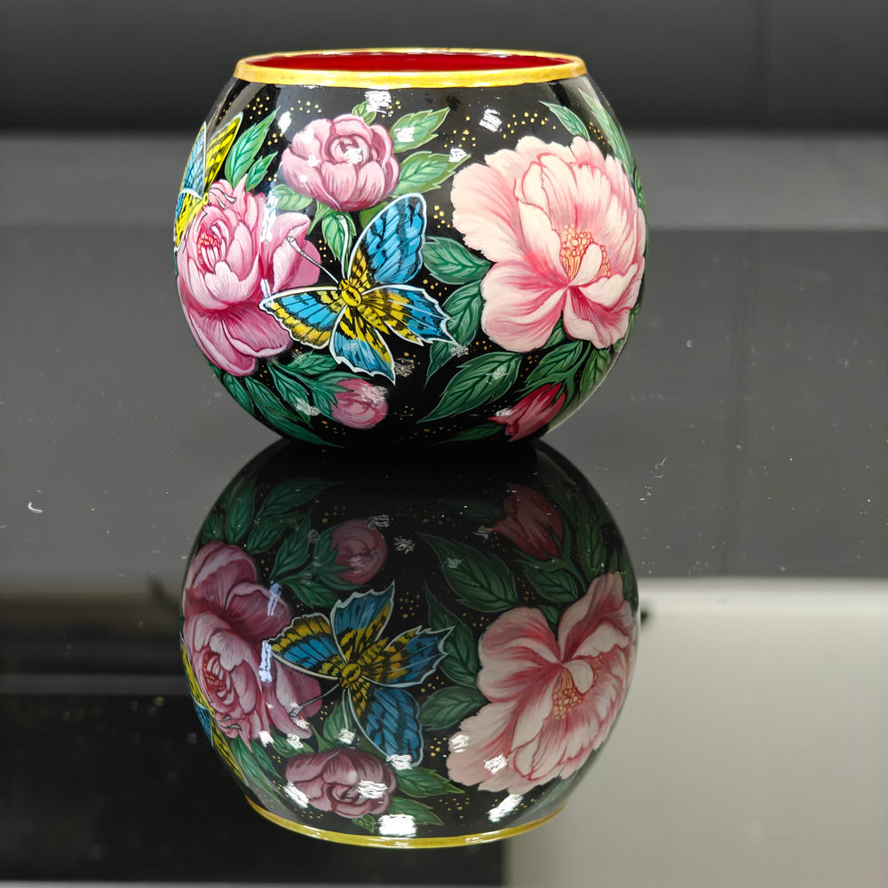 Вазочка с ручной росписью Палех "Пионы"