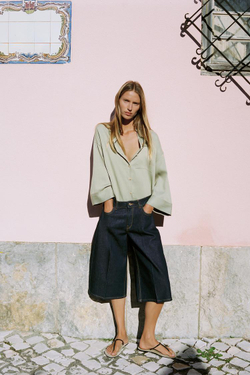 ZARA ДЛИННЫЕ ДЖИНСОВЫЕ ШОРТЫ Z1975, СИНИЙ