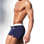 Темно-синие мужские плавки-хипсы с контрастным поясом (Размер: XXL) (Цвет: темно-синий)