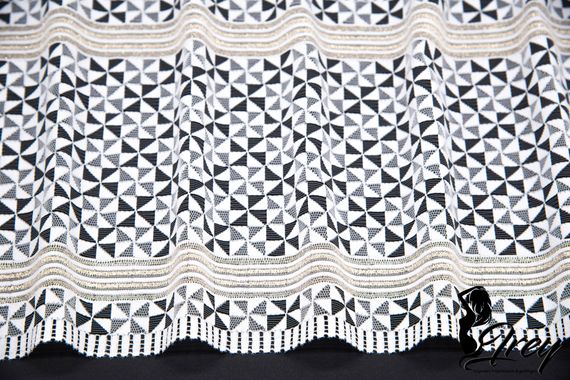 260 Кружево эластичное 19,5 см, Италия, белый/черный