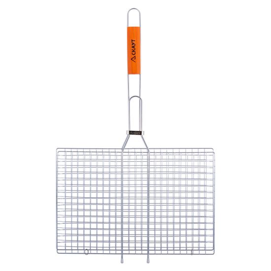 Решетка для овощей 40х26х2 см. из хромированной стали СКАУТ СК-0716 с деревянными ручками