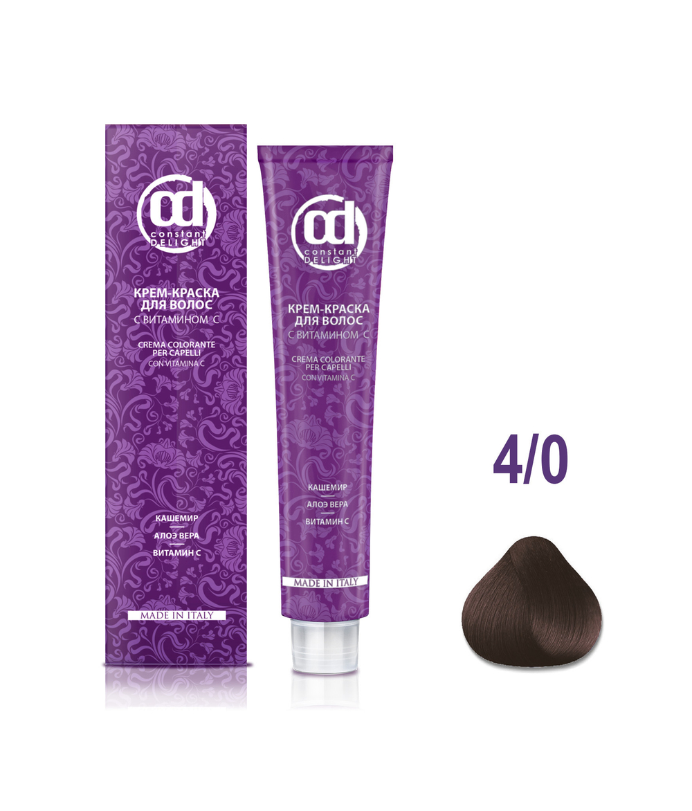 Д 4/0 крем-краска для волос с витамином С средне-коричневый натуральный 100 мл