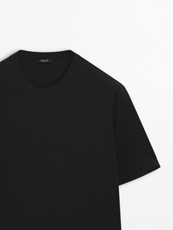 Massimo Dutti Футболка из смесового хлопка, черный