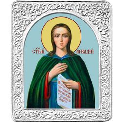 Святой Аркадий. Маленькая икона в серебряной раме