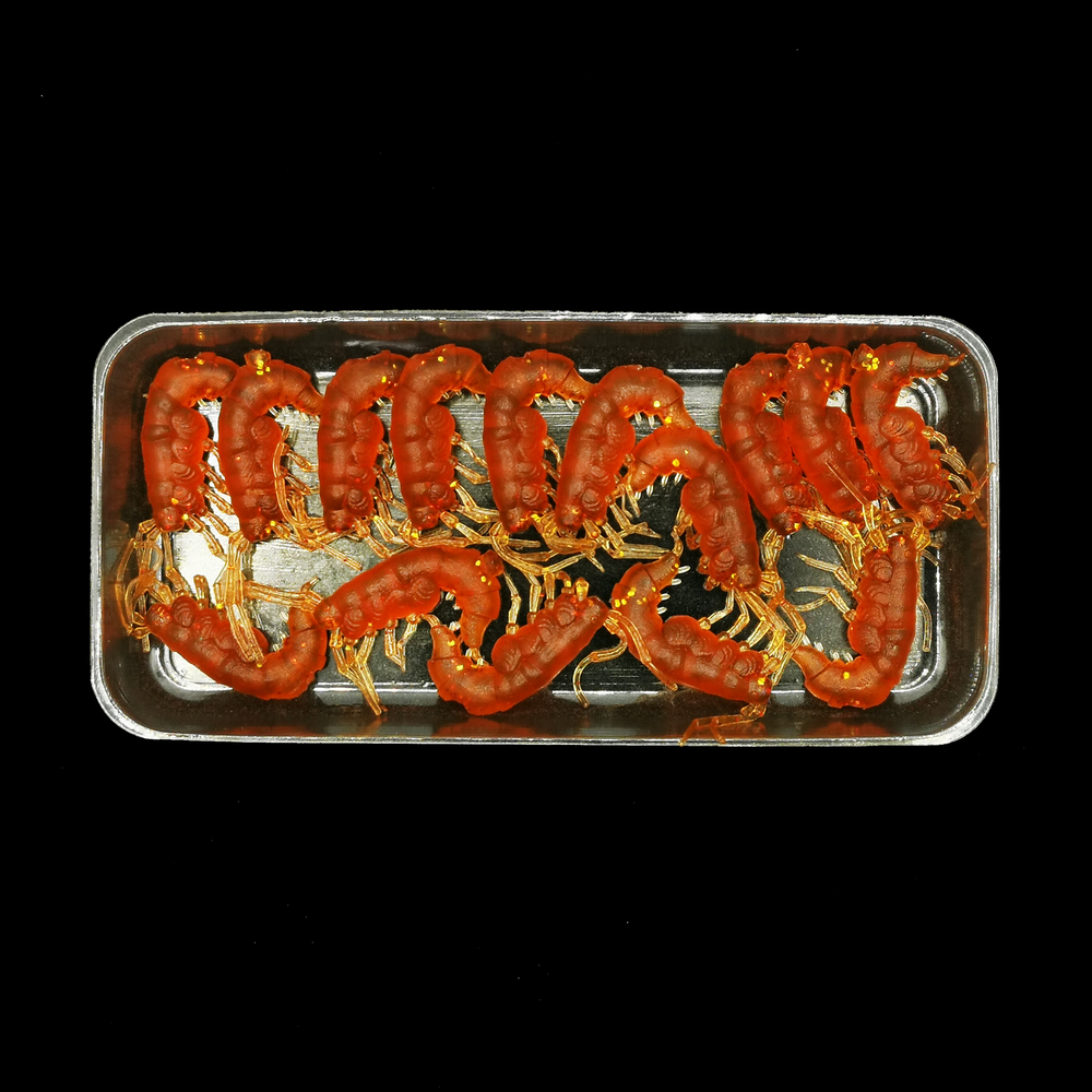 Рыболовные, силиконовые приманки. Рачки мормыш RuBaits Shrimp креветка. Набор для рыбалки на щуку, судака, окуня, форель. Зимняя рыбалка, микроджиг.