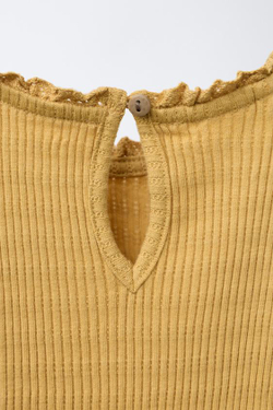 ZARA КОМПЛЕКТ ИЗ БОДИ И ЛЕГИНСОВ С КРУЖЕВОМ, ОХРА