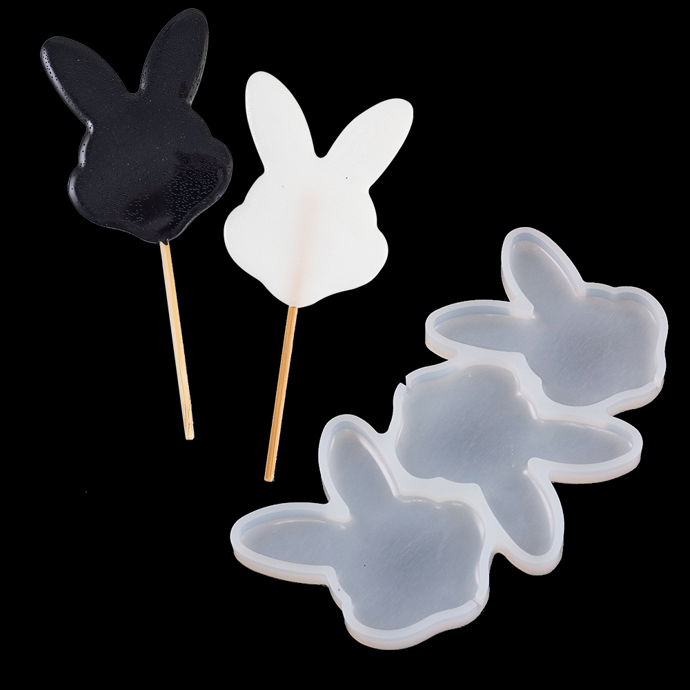 Форма силиконовая для леденцов "Зайцы" 130*65 мм, 3 ячейки